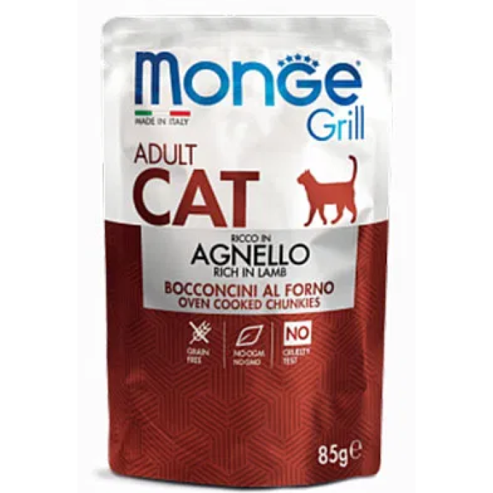 Monge Cat Grill Adult ягня Повнораційний корм для кішок Паучі з ягнятком 85 г