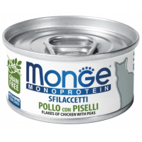 Monge Cat MONOPROTEIN м'ясні пластівці курка з горошком, монопротеїнове харчування для котів з куркою та горошком 80 г