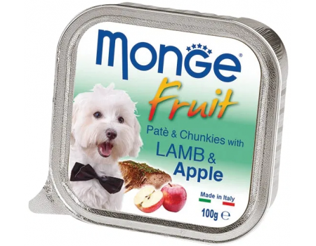 Monge Dog FRUIT ягненок с яблоком  Полнорационный корм для собак Паштет  ягненок с яблоком  100 г
