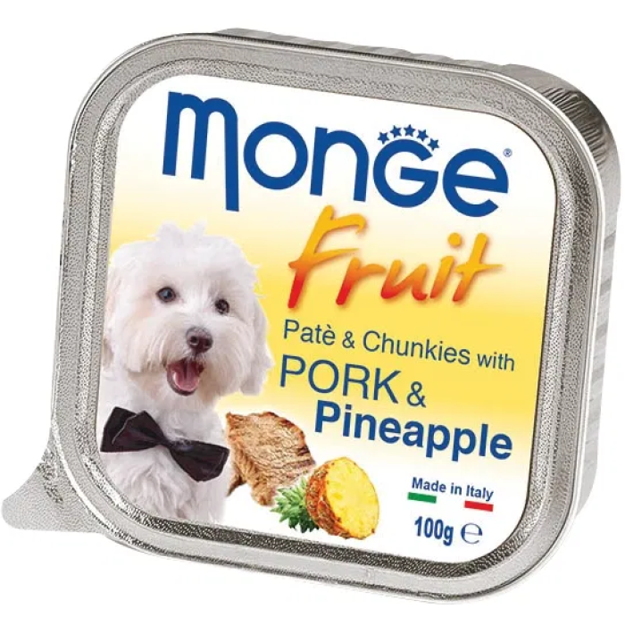 Monge Dog FRUIT свининой и ананасом  Полнорационный корм для собак Паштет с свининой и ананасом  100 г
