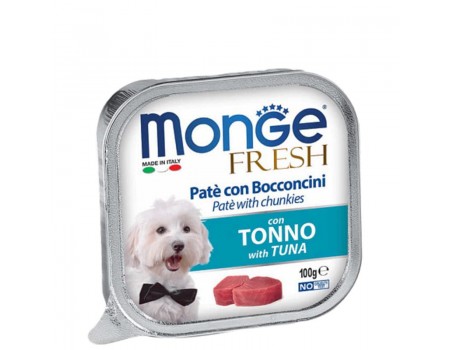 Monge Dog Fresh тунец, Полнорационный корм для собак. Паштет с тунцом 100 г