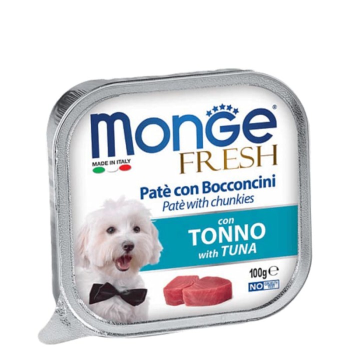 Monge Dog Fresh тунец, Полнорационный корм для собак. Паштет с тунцом 100 г
