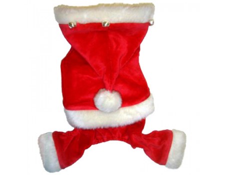 Одежда для собак MonkeyDaze Santa САНТА, комбинезон с капюшоном, XS
