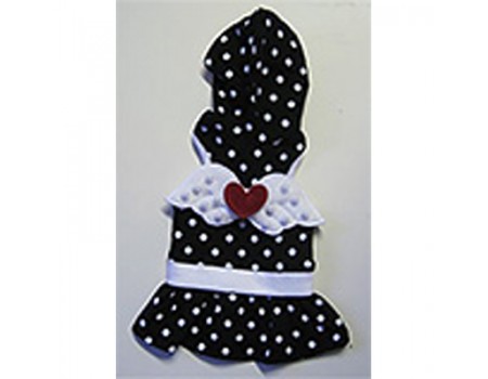 MonkeyDaze АНГЕЛ (Angel Wing Polka) черное платье в белый горошек, одежда для собак , XS