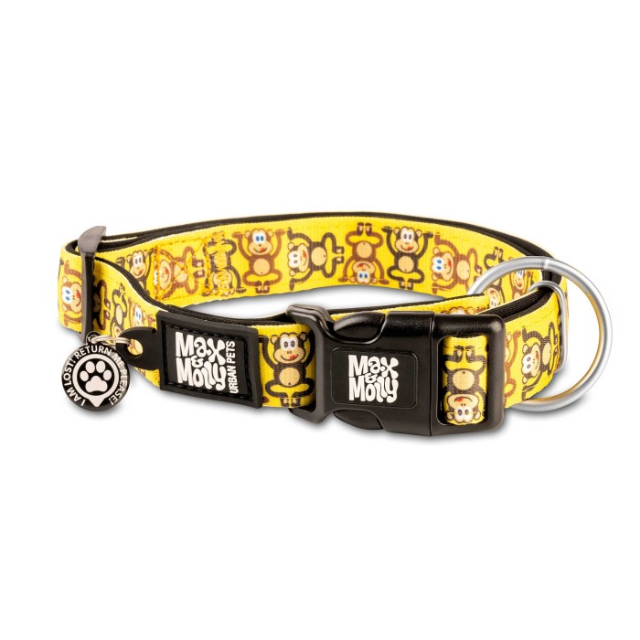 Ошейник для собак Max & Molly Smart ID Collar Monkey Maniac с принтом Обезьянки, XS