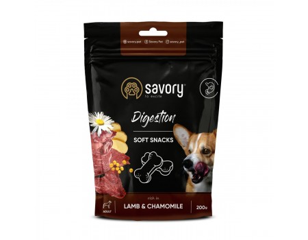 Мягкие лакомства Savory для улучшения пищеварения собак, ягненок и ромашка 200г