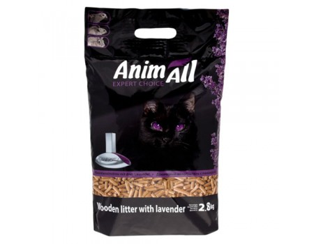 AnimAll Древесный наполнитель для кошачьего туалета с ароматом лаванды, 2,8кг