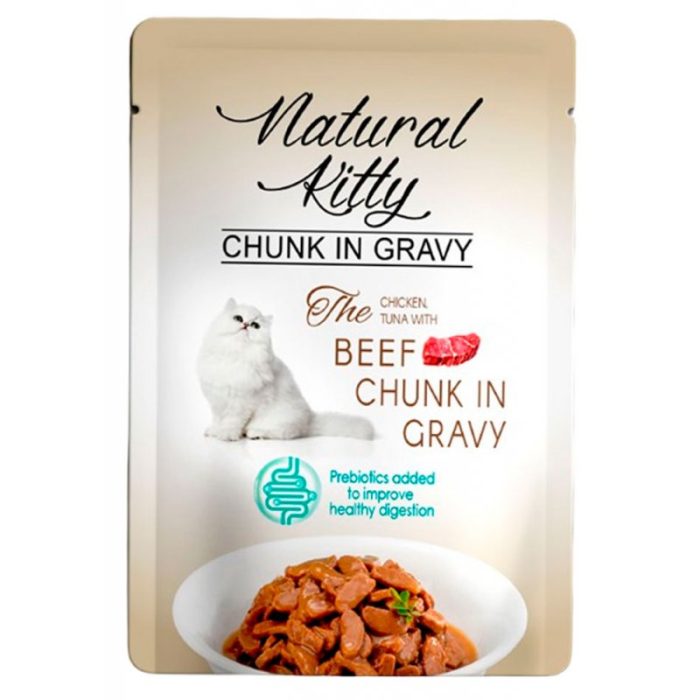 ***Корм вологий Natural Kitty Chunk in Gravy Chicken, Tuna with Beef 85гр шматочки курки та тунця з 