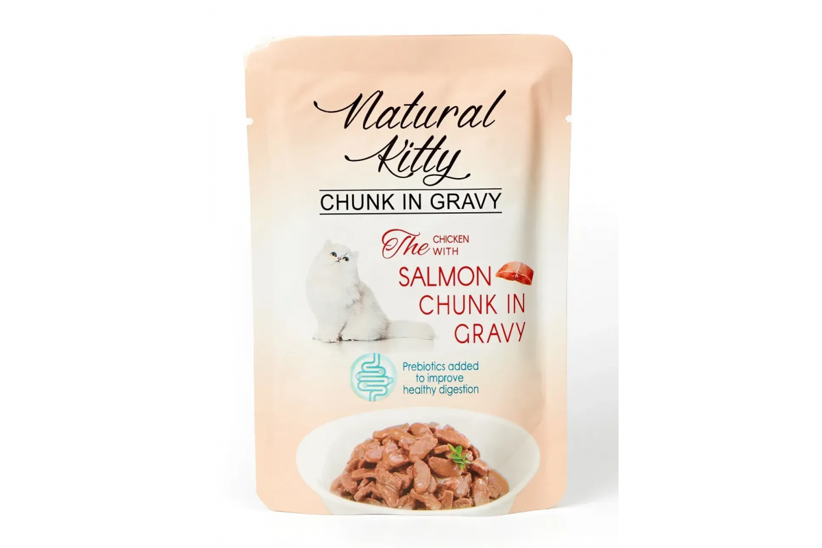 Корм влажный Natural Kitty Chunk in Gravy Chicken with Salmon