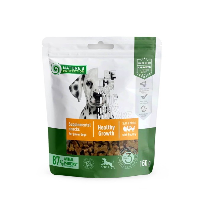 Беззернові ласощі для цуценят Nature's Protection Poultry Healthy Growth, здоровий розвиток, м'ясо птиці, 150 г