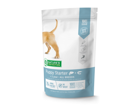 Сухой корм Nature's Protection Puppy Starter для щенков всех пород, c лососем и креветками, 500 г