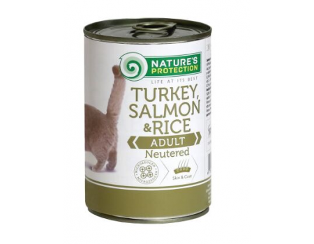 Консерва Nature's Protection Neutered Turkey, Salmon&Rice для стерилизованных кошек, 400 г