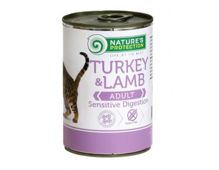 Консерва Nature's Protection Sensitive Digestion Turkey&Lamb для кошек, 400 г