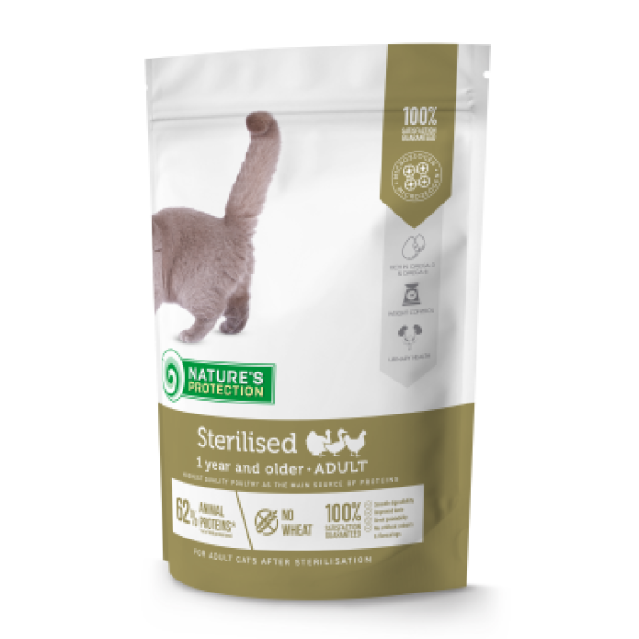 Корм Nature‘s Protection Sterilised Adult для взрослых котов и кошек после стерилизации, 400г