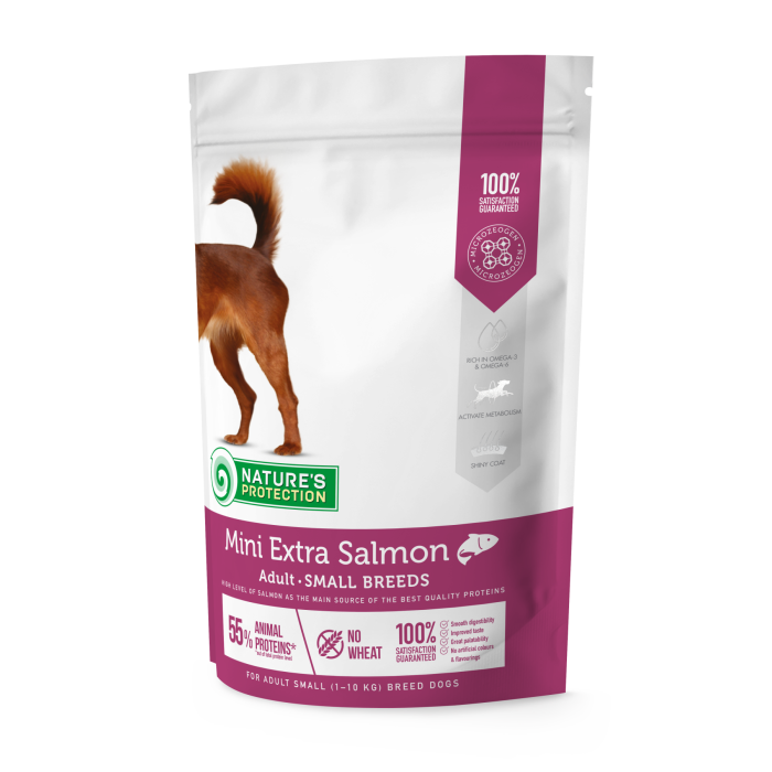 Сухой корм Nature's Protection Mini Extra Salmon Adult Small Breeds для собак малых пород, 500 г