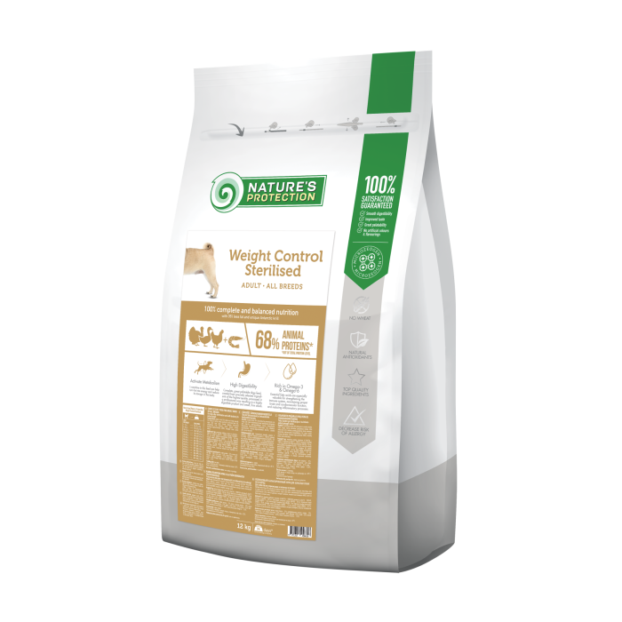 Сухий корм Nature's Protection Weight Control Sterilised Adult all breeds, для стерилізованих собак, 12 кг