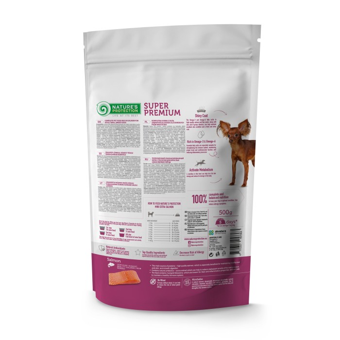 Сухой корм Nature's Protection Mini Extra Salmon Adult Small Breeds для собак малых пород, 500 г