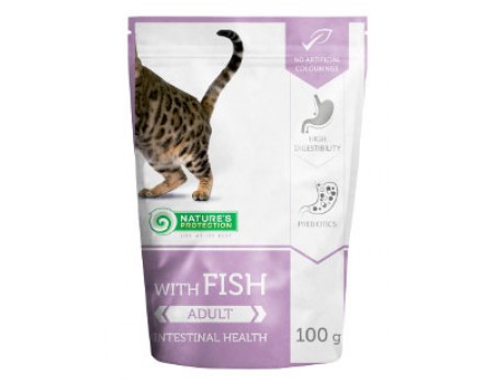 Вологий корм для котів Nature's Protection INTESTINAL HEALTH, гарантує здорову систему травлення, риба, 100г