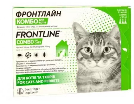 Frontline Combo (Фронтлайн Комбо) краплі на холку для котів, 0,50 мл, 1 піпетка