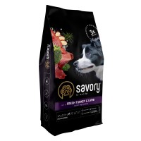 Сухий корм для собак середніх порід Savory Medium Breed rich in Fresh Turkey and Lamb зі свіжим м’ясом індички та ягнятиною, 12 кг
