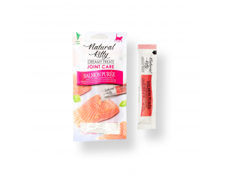 Крем-снек Natural Kitty Treat Salmon Puree, пюре з лосося, догляд за суглобами, 4х12 г