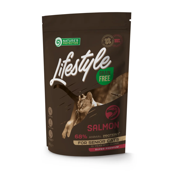 Сухий беззерновий корм Lifestyle Grain Free Salmon Senior Cat для кішок з лососем 400г