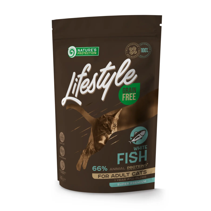 Сухий беззерновий корм Lifestyle Grain Free White Fish Adult Cat для дорослих кішок з білою рибою 7кг
