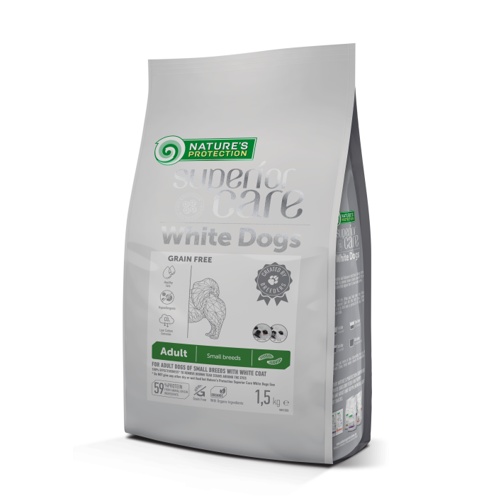 Сухий корм Nature's Protection Superior Care White Dogs Adult Small&Mini Breeds для собак, з комахами, 1.5 кг