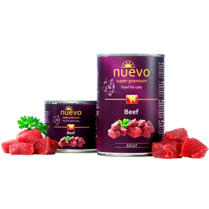 NUEVO ADULT Корм консервований з яловичиною, для котів, 200г