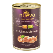 NUEVO ADULT Корм консервированный  с курица с креветками, для котов, 400г