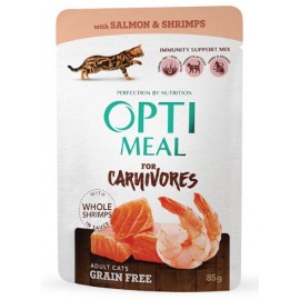 Беззерновой вологий корм Optimeal для дорослих кішок, з лососем і крев..