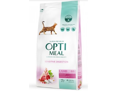 Сухий корм Optimeal для дорослих котів з чутливим травленням, з ягням, 10 кг