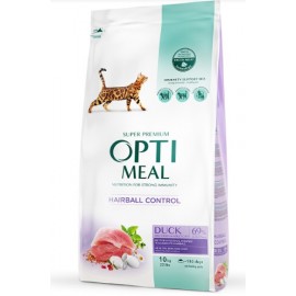 Сухий корм Optimeal для дорослих котів з ефектом виведення шерсті, з качкою, 10 кг