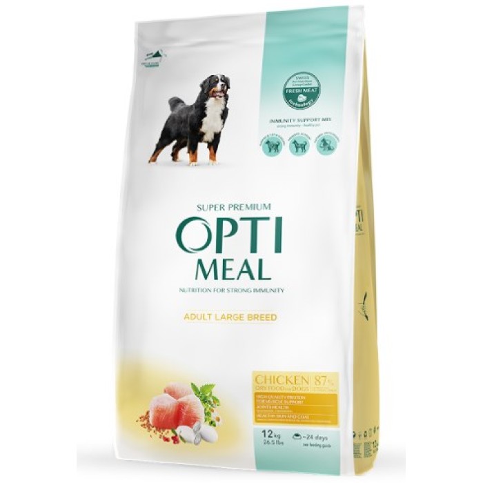 Сухой корм Optimeal для взрослых собак крупных пород, с курицей, 12 кг