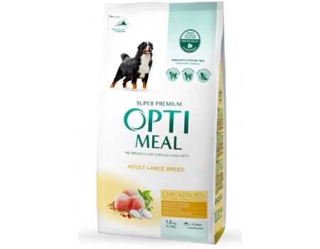 Сухой корм Optimeal для взрослых собак крупных пород, с курицей, 1.5 кг