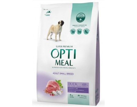 Сухий корм Optimeal для дорослих собак малих порід, з качкою, 4 кг