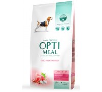 Сухой корм Optimeal для взрослых собак средних пород, с индейкой, 12 к..