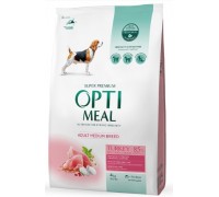 Сухий корм Optimeal для дорослих собак середніх порід, з індичкою, 4 к..