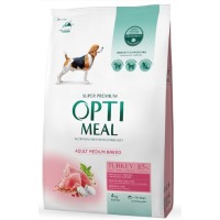 Сухой корм Optimeal для взрослых собак средних пород, с индейкой, 4 кг