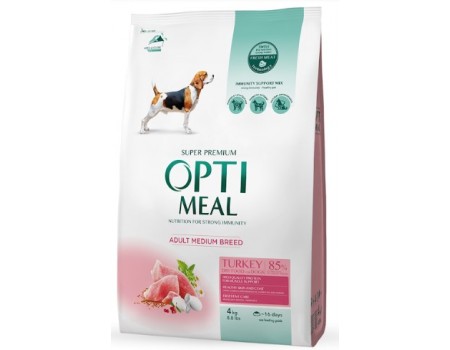 Сухой корм Optimeal для взрослых собак средних пород, с индейкой, 4 кг