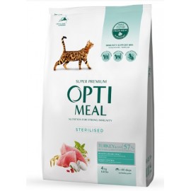 Сухий корм Optimeal для стерилізованих кішок і кастрованих котів, з індичкою і вівсом, 4 кг