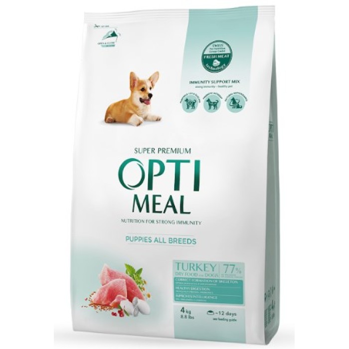 Сухой корм Optimeal для щенков всех пород, с индейкой, 4 кг