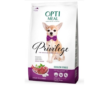 Беззерновой сухий корм Optimeal для дорослих собак мініатюрних і малих порід, з ягням, 4 кг