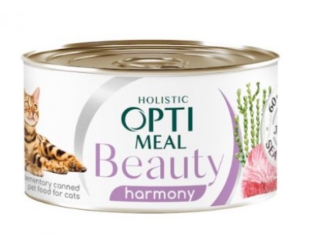 Консервы Optimeal Beauty Harmony для кошек, тунец в желе с водорослями, 70 г