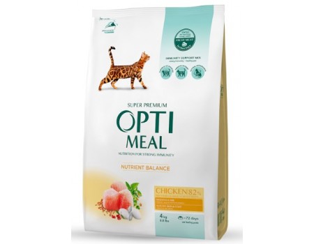 Сухой корм Optimeal для взрослых кошек, с курицей, 4 кг