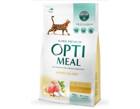 Сухой корм Optimeal для взрослых кошек, с курицей, 700 г