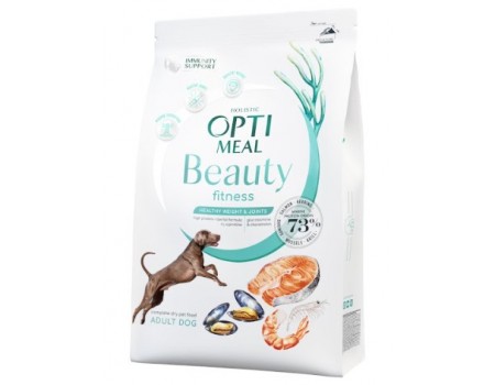 Сухий корм Optimeal Beauty Fit для собак, підтримка здорової ваги та суглобів, на основі морепродуктів, 1.5 кг