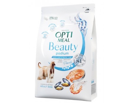 Сухий корм Optimeal Beauty Podium для собак, догляд за шерстю та зубами, на основі морепродуктів, 10 кг