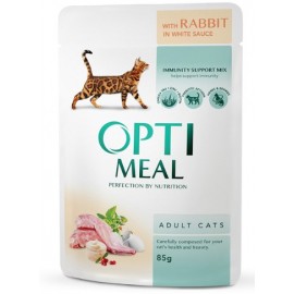 Влажный корм Optimeal для взрослых кошек, с кроликом в белом соусе, 85..