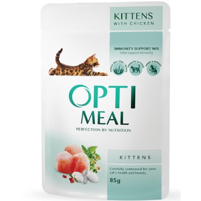 Вологий корм Optimeal для кошенят, з куркою, 85 г